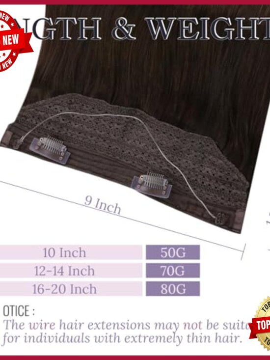 16 Inch Human Hair Extensions with Adjustable Wire Clip for Volume main image 4